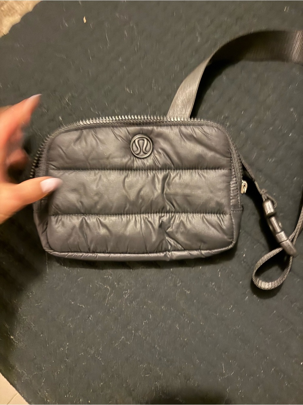 lululemon athletica Black Quilted Belt Bag Crossbody